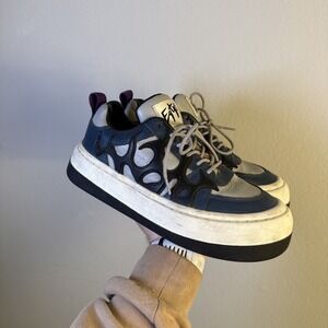 Eytys Sonic Suede‎ Low Cut Sneakers Blue Leather Platform Size 10 Rare